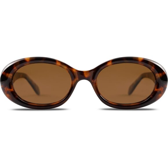 High-Quality Retro Oval Sunglasses with UV400 Protection - Amber Tortoise Color main image 4